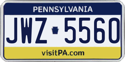 PA license plate JWZ5560