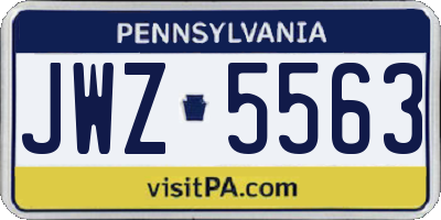 PA license plate JWZ5563