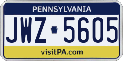 PA license plate JWZ5605