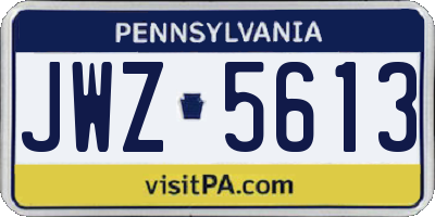 PA license plate JWZ5613