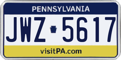 PA license plate JWZ5617