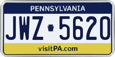 PA license plate JWZ5620