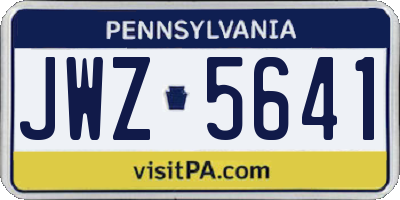 PA license plate JWZ5641