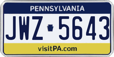 PA license plate JWZ5643