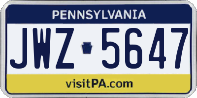PA license plate JWZ5647