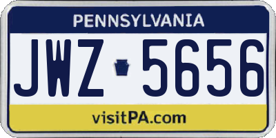 PA license plate JWZ5656