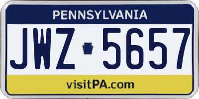 PA license plate JWZ5657