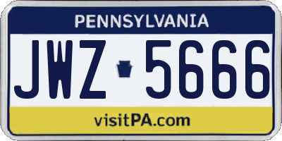PA license plate JWZ5666