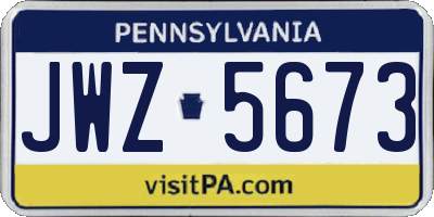 PA license plate JWZ5673