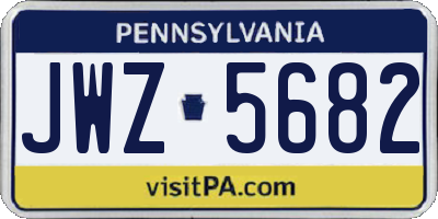 PA license plate JWZ5682