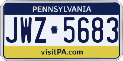 PA license plate JWZ5683