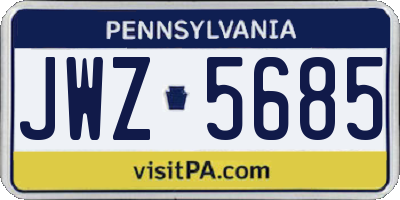 PA license plate JWZ5685