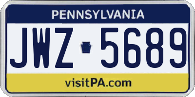 PA license plate JWZ5689