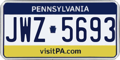 PA license plate JWZ5693