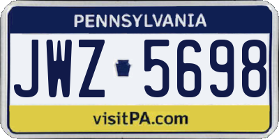 PA license plate JWZ5698
