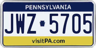 PA license plate JWZ5705
