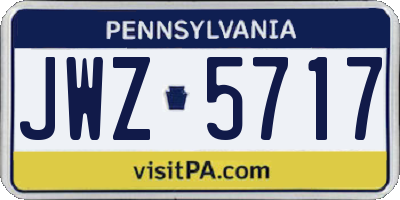 PA license plate JWZ5717