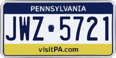 PA license plate JWZ5721
