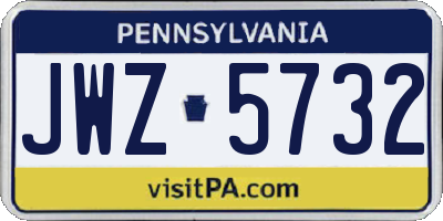 PA license plate JWZ5732