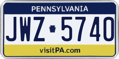 PA license plate JWZ5740