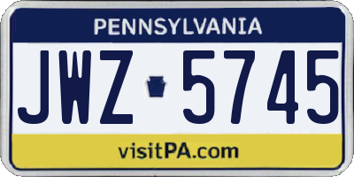 PA license plate JWZ5745