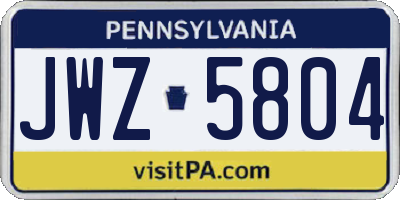 PA license plate JWZ5804