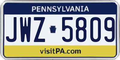 PA license plate JWZ5809