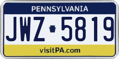 PA license plate JWZ5819