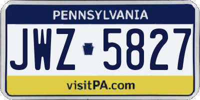 PA license plate JWZ5827