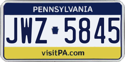 PA license plate JWZ5845