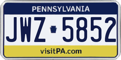 PA license plate JWZ5852