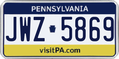 PA license plate JWZ5869