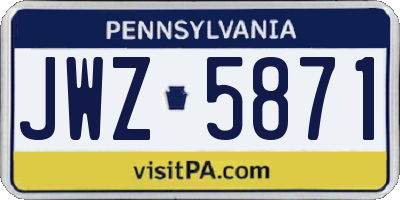 PA license plate JWZ5871