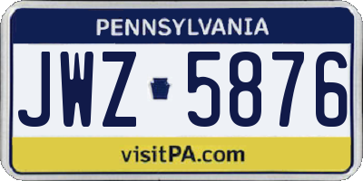 PA license plate JWZ5876