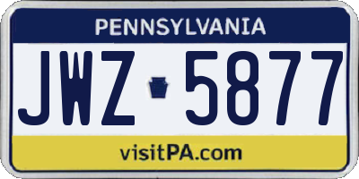 PA license plate JWZ5877