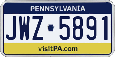 PA license plate JWZ5891