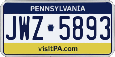 PA license plate JWZ5893