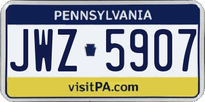 PA license plate JWZ5907