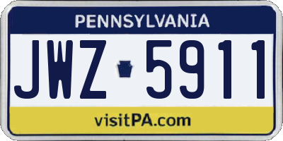 PA license plate JWZ5911