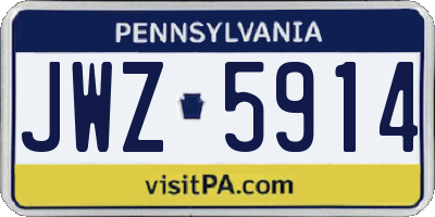 PA license plate JWZ5914