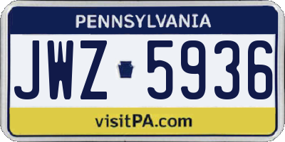 PA license plate JWZ5936