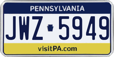 PA license plate JWZ5949