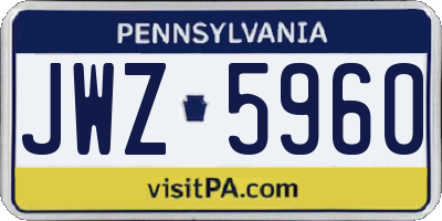PA license plate JWZ5960
