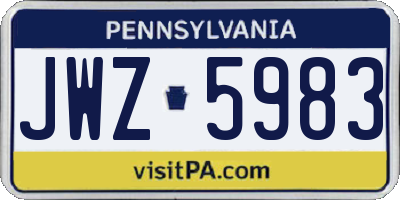 PA license plate JWZ5983
