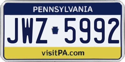 PA license plate JWZ5992