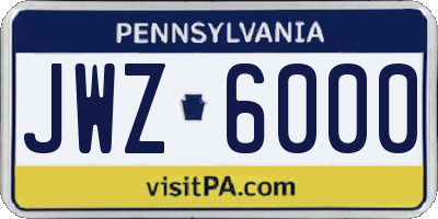 PA license plate JWZ6000