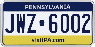PA license plate JWZ6002