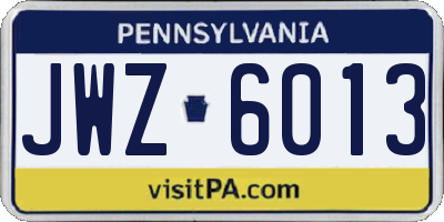PA license plate JWZ6013