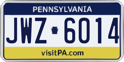 PA license plate JWZ6014
