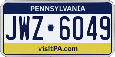 PA license plate JWZ6049